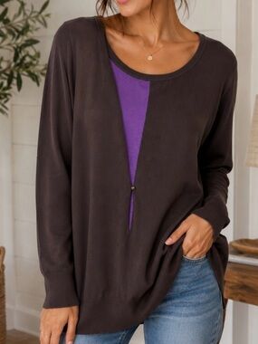 Whisper Knit 3X Loius Dell Olio brown-purple quiet luxury quality us size tunic